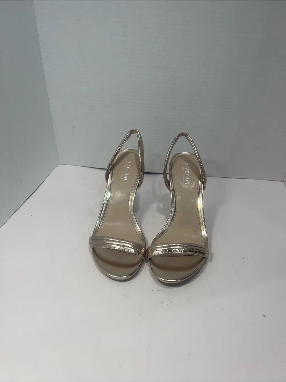 Kenneth Cole Reaction Metallic Nude Strappy Slingback Heels
